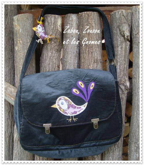 besace sac zabouzouzou gnomes oiseau